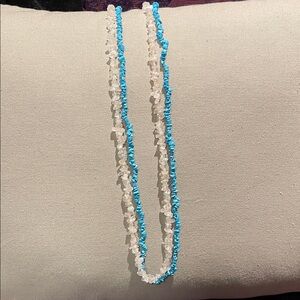 Blue and Light Pink Beaded Necklaces